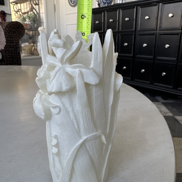 VTG Hand-Carved Soapstone Hurricane Candle Artisan Floral Motif - Picture 6 of 7